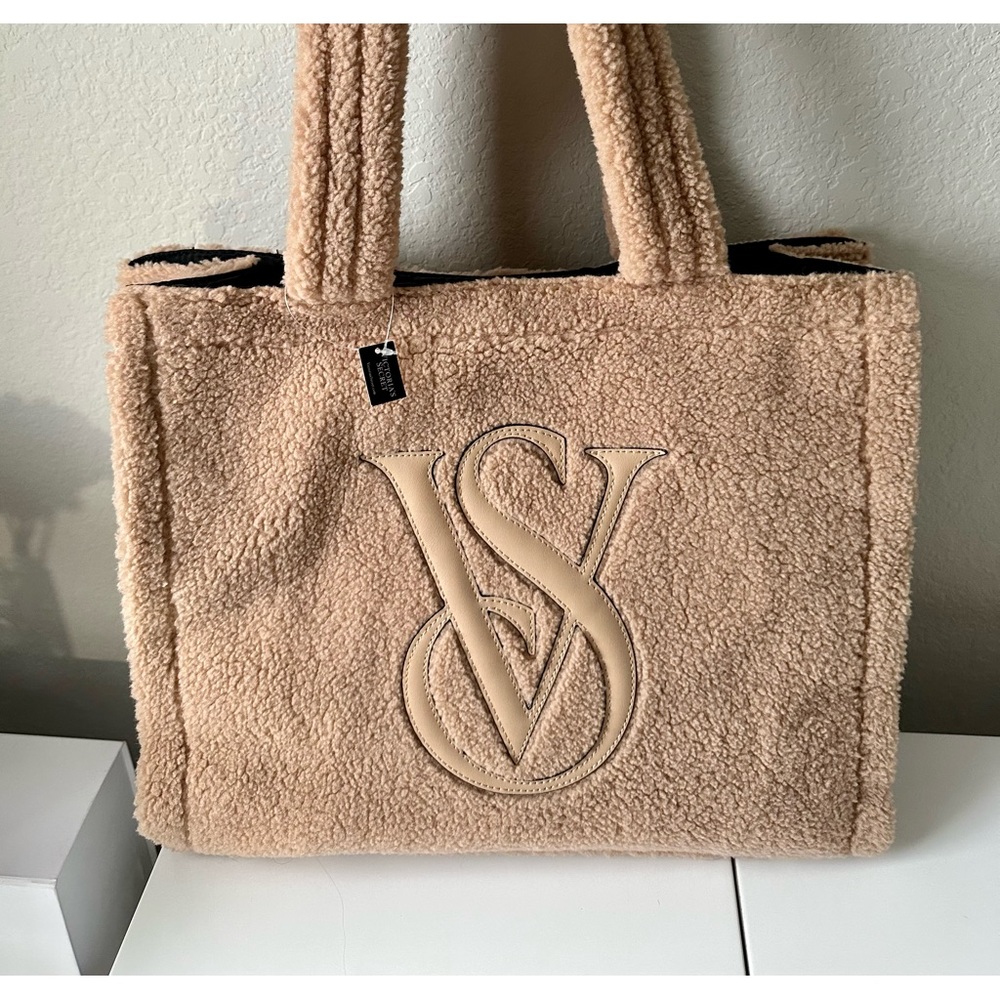 Victory Secret plush, beige tote bag